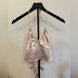 Motel Rocks Cream Satin Crop Top